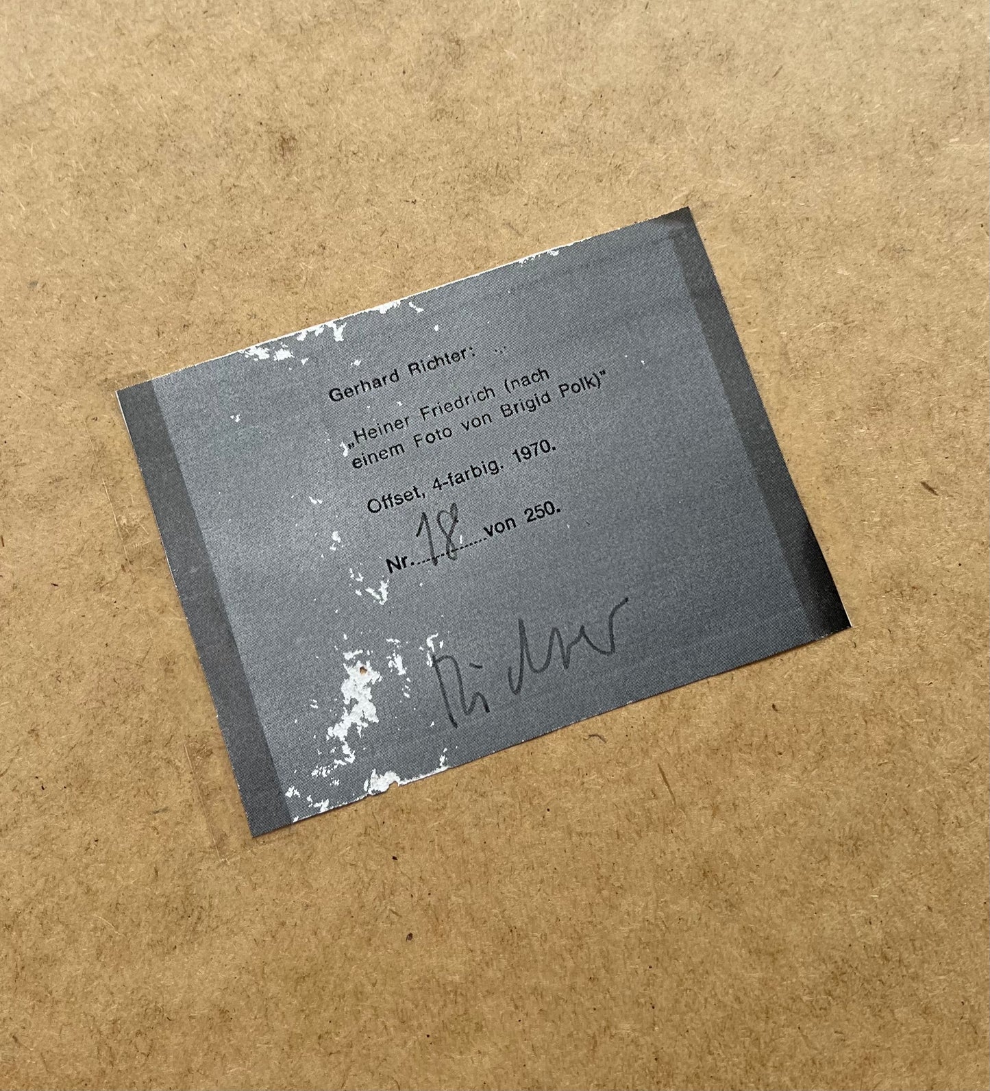 Gerhard Richter - „Heiner Friedrich 1970" - handsigniert & nummeriert (Ex.: 18/250)
