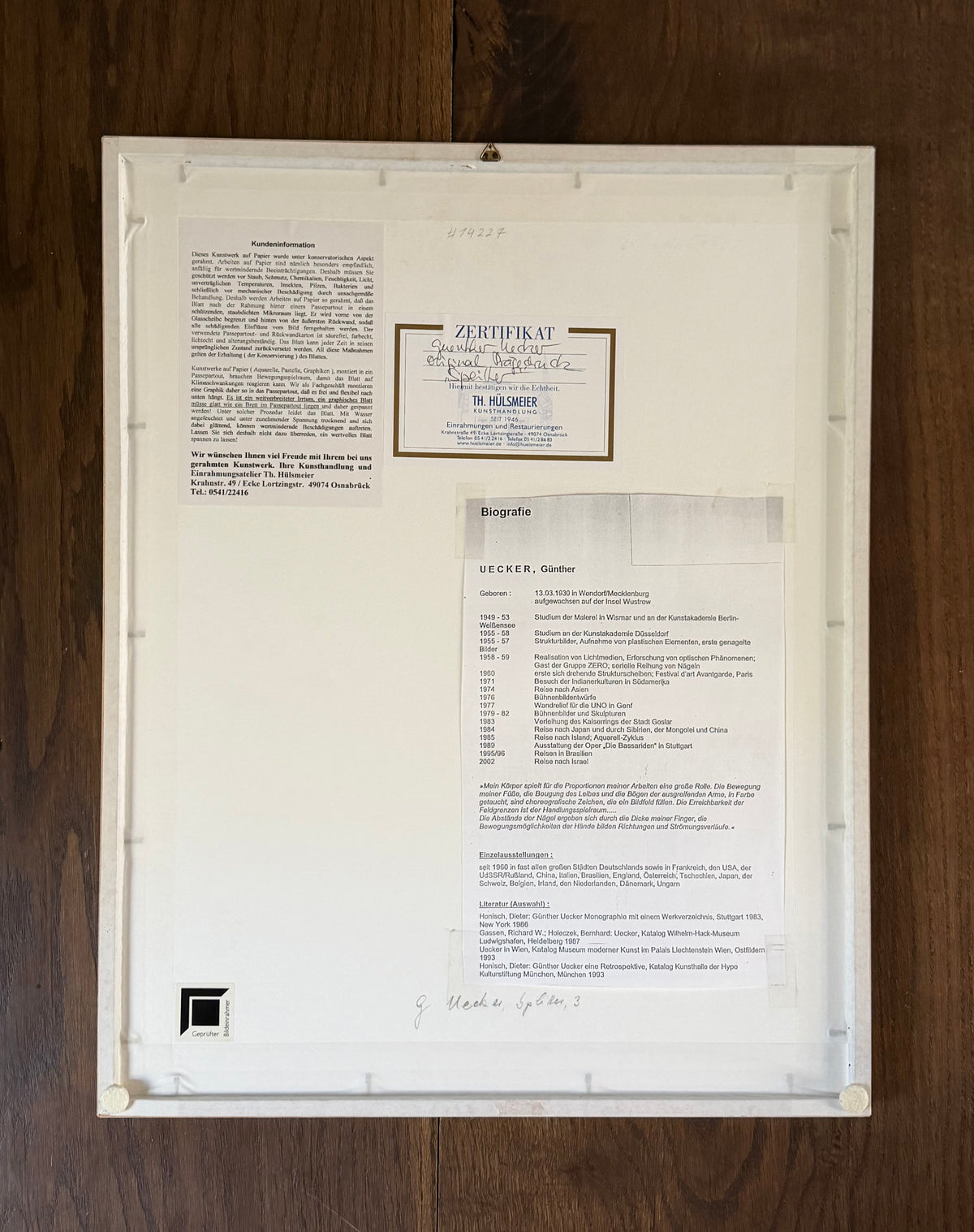 Günther Uecker (1930-2025) - „Splitter III“ - signiert, datiert & nummeriert (Ex.: e.a.)