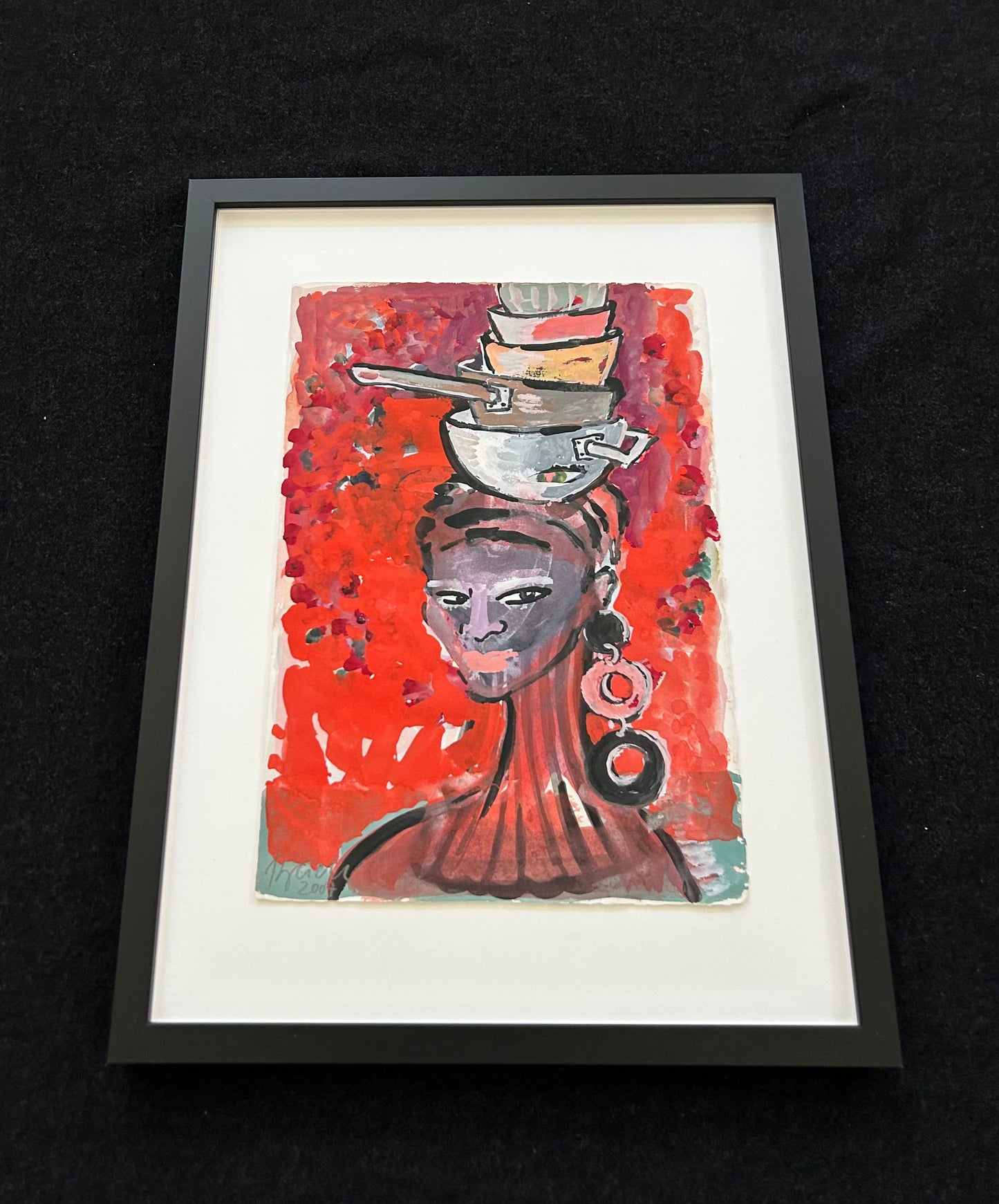 Elvira Bach (1951) - „Küchendiva“ (signiert & datiert), Aquarell auf Bütten