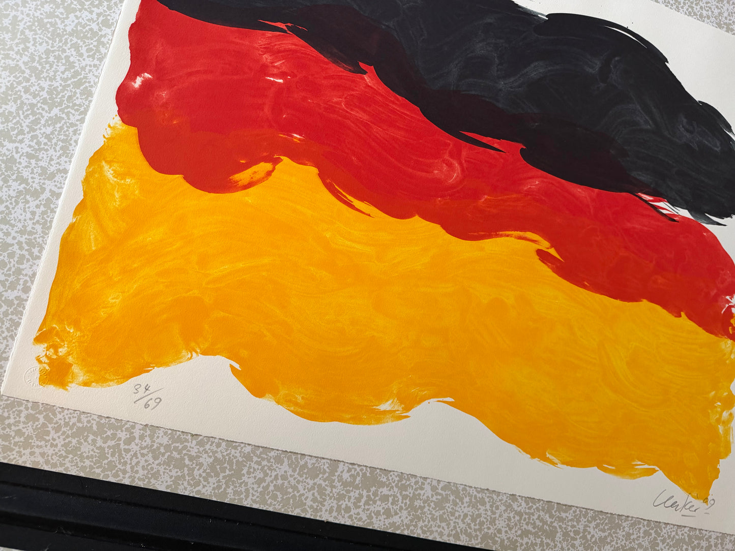 Günther Uecker (1930-2025) - „Schwarz.Rot.Gelb“ - signiert, datiert & nummeriert (Ex.: 34/69)