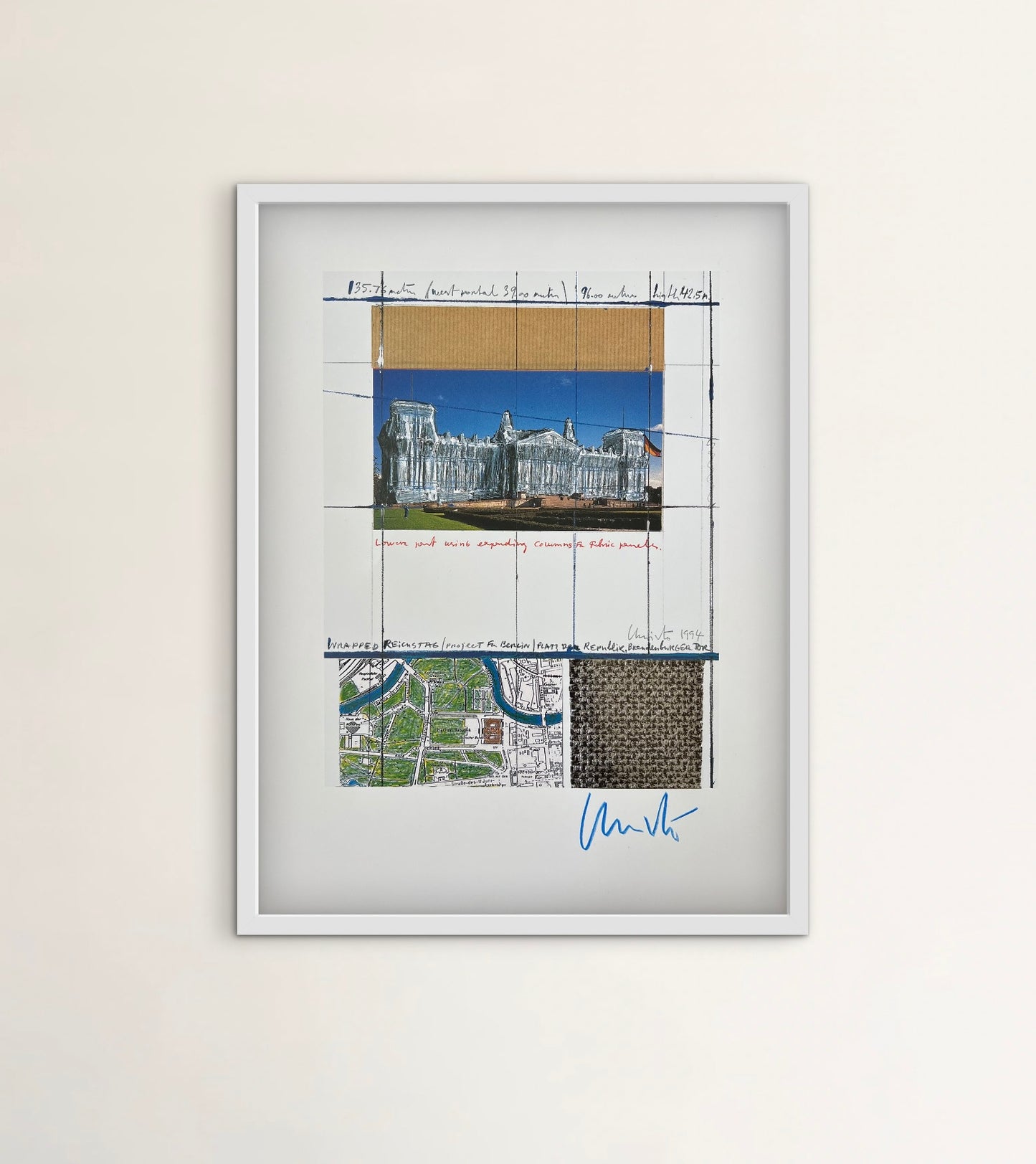 Christo (1935-2020) - „Wrapped Reichstag, Project for Berlin" - Collage mit Silberfolie (signiert)