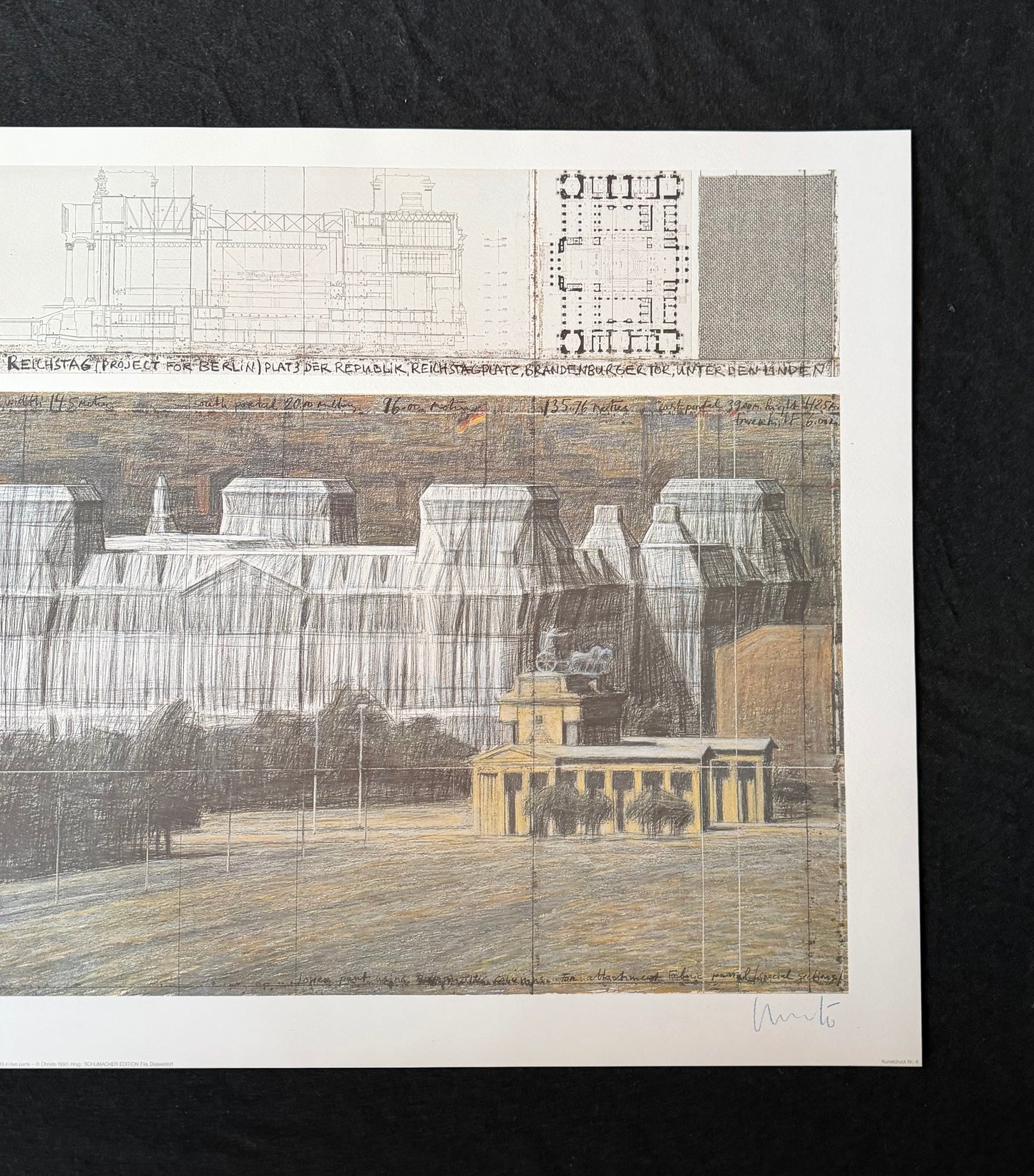 Christo (1935-2020) „Wrapped Reichstag, Project for Berlin" - handsigniert