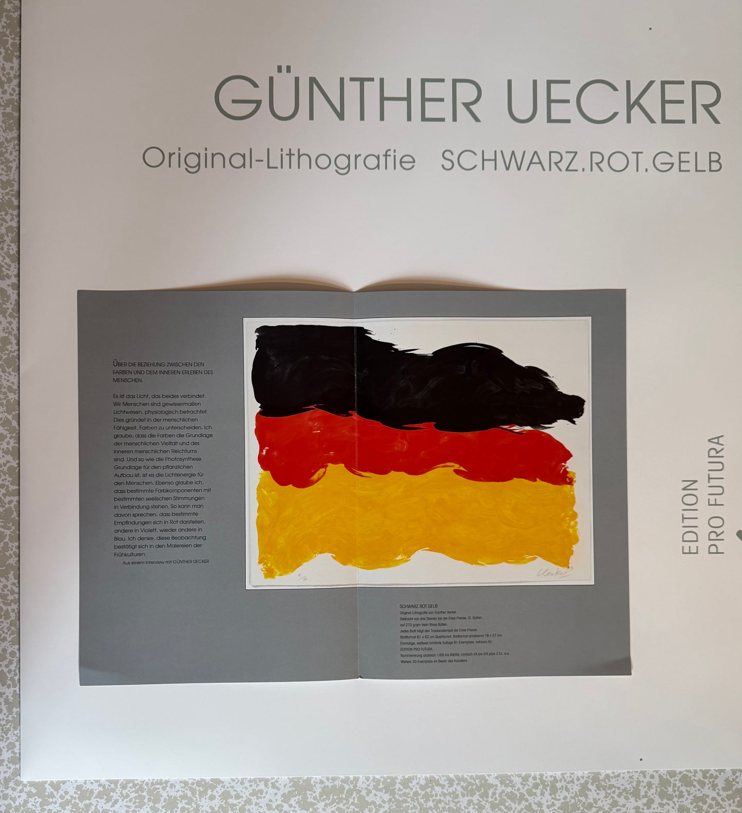 Günther Uecker (1930-2025) - „Schwarz.Rot.Gelb“ - signiert, datiert & nummeriert (Ex.: 34/69)