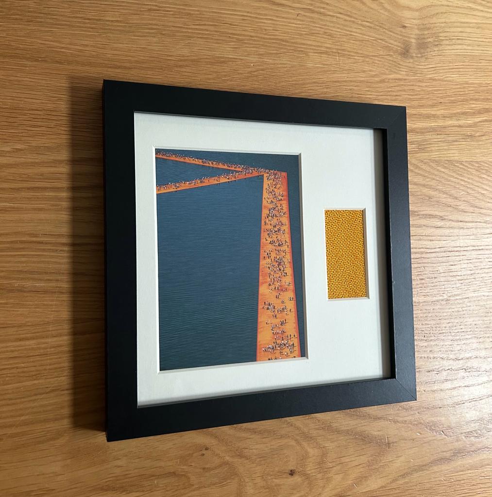 Christo - “The Floating Piers” offset print with fabric scraps