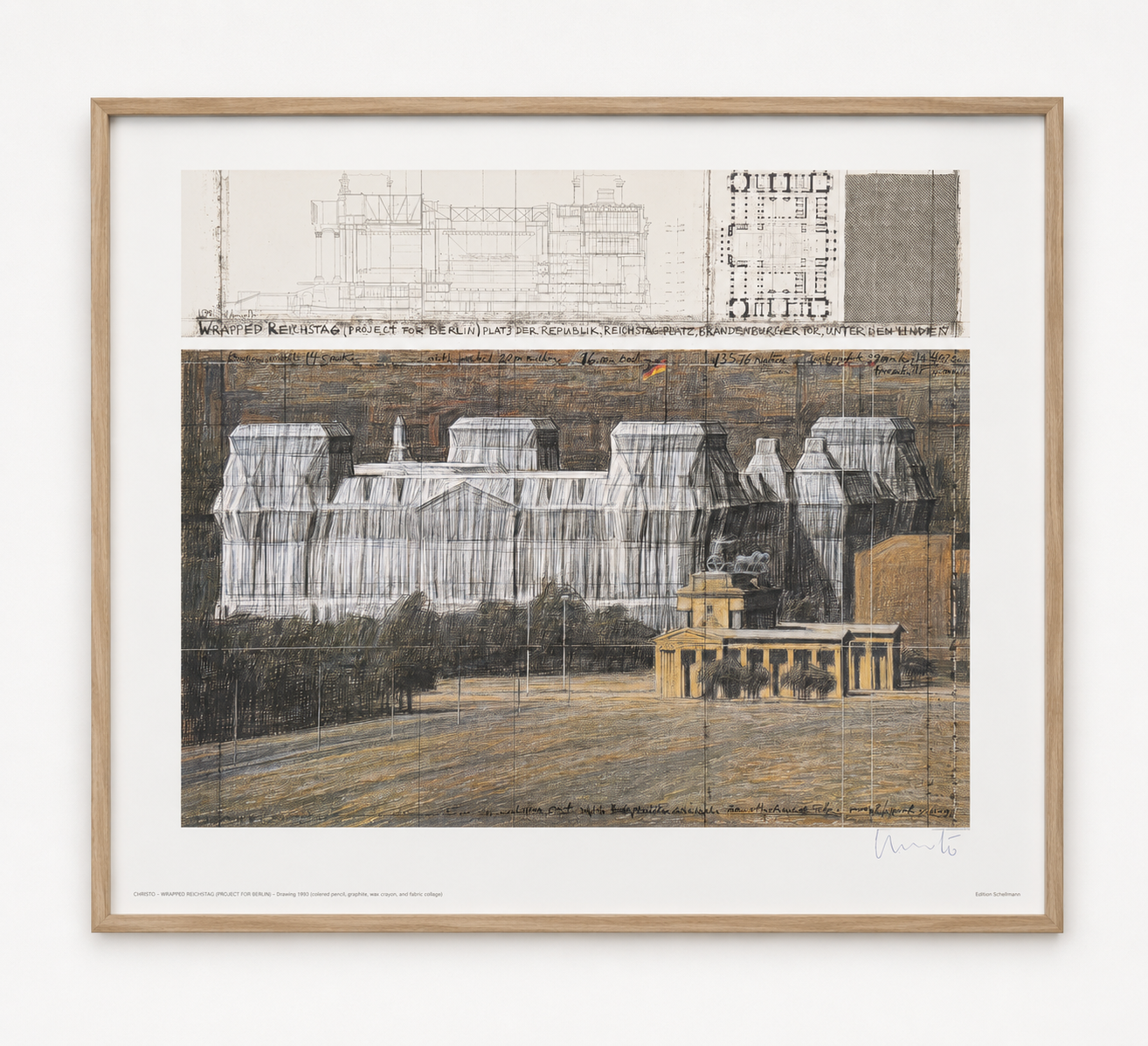 Christo (1935-2020) „Wrapped Reichstag, Project for Berlin" - handsigniert