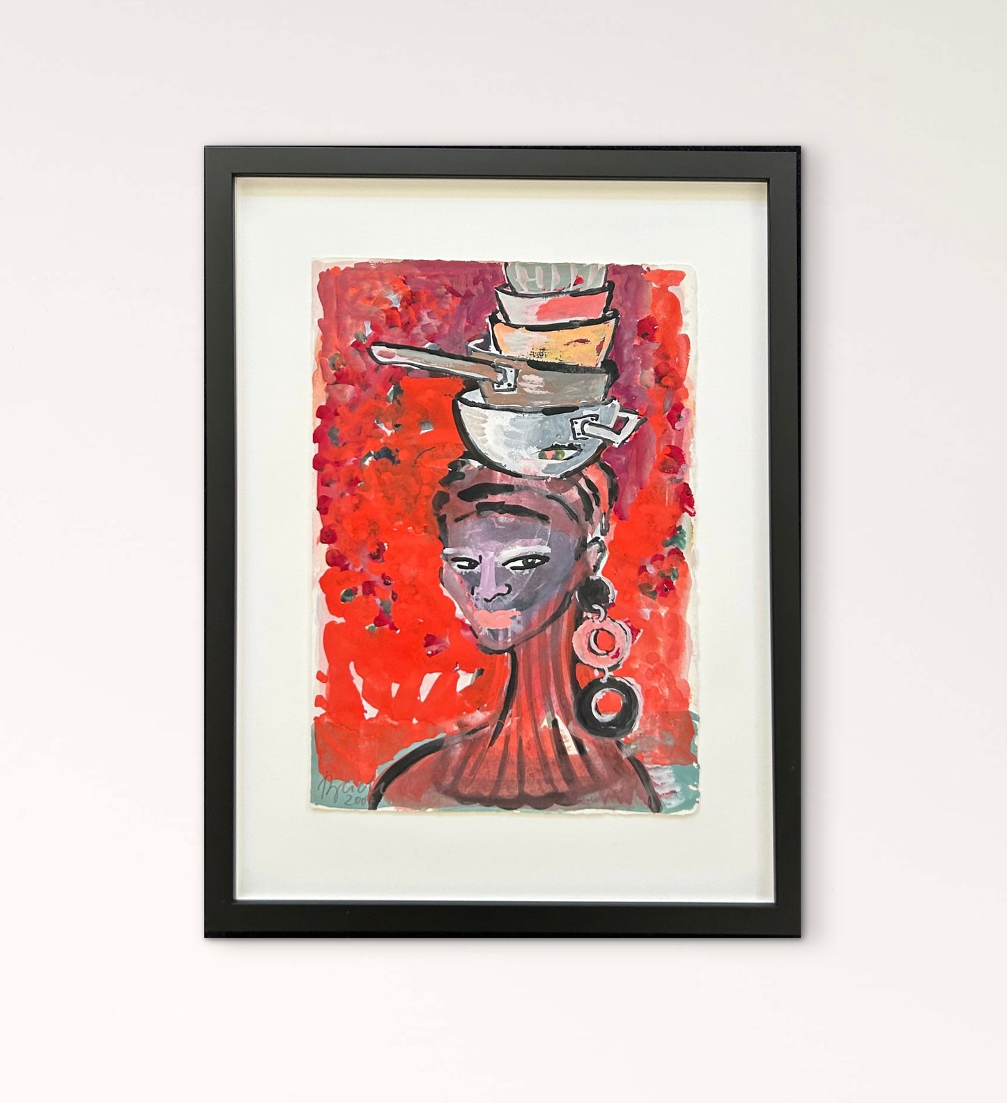 Elvira Bach (1951) - „Küchendiva“ (signiert & datiert), Aquarell auf Bütten