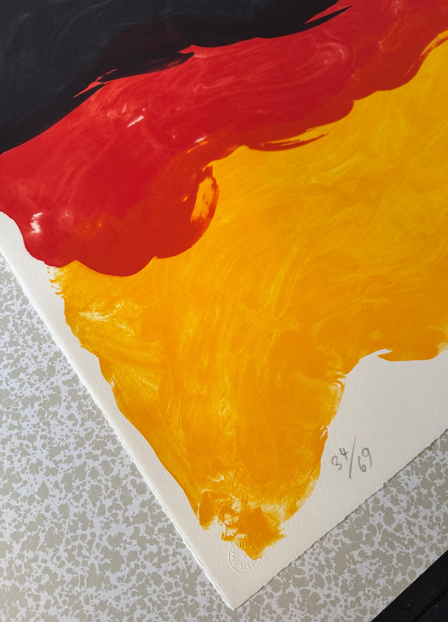 Günther Uecker (1930-2025) - „Schwarz.Rot.Gelb“ - signiert, datiert & nummeriert (Ex.: 34/69)