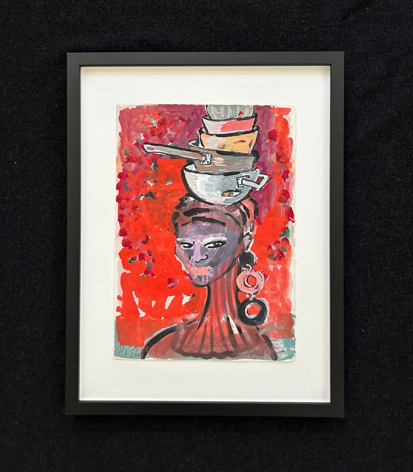 Elvira Bach (1951) - „Küchendiva“ (signiert & datiert), Aquarell auf Bütten