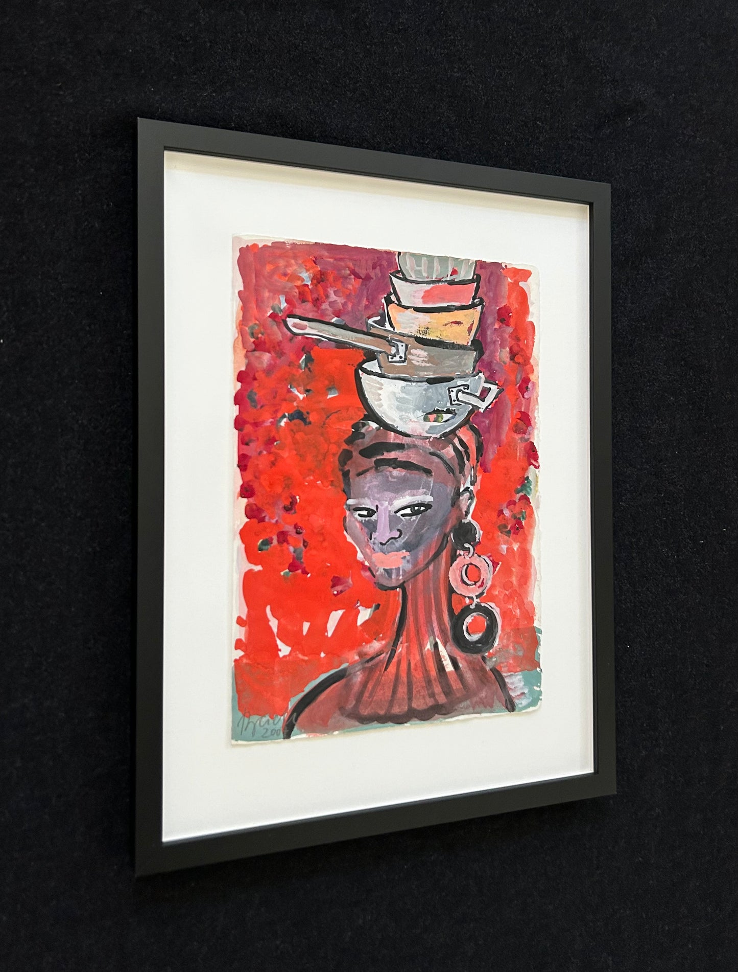 Elvira Bach (1951) - „Küchendiva“ (signiert & datiert), Aquarell auf Bütten