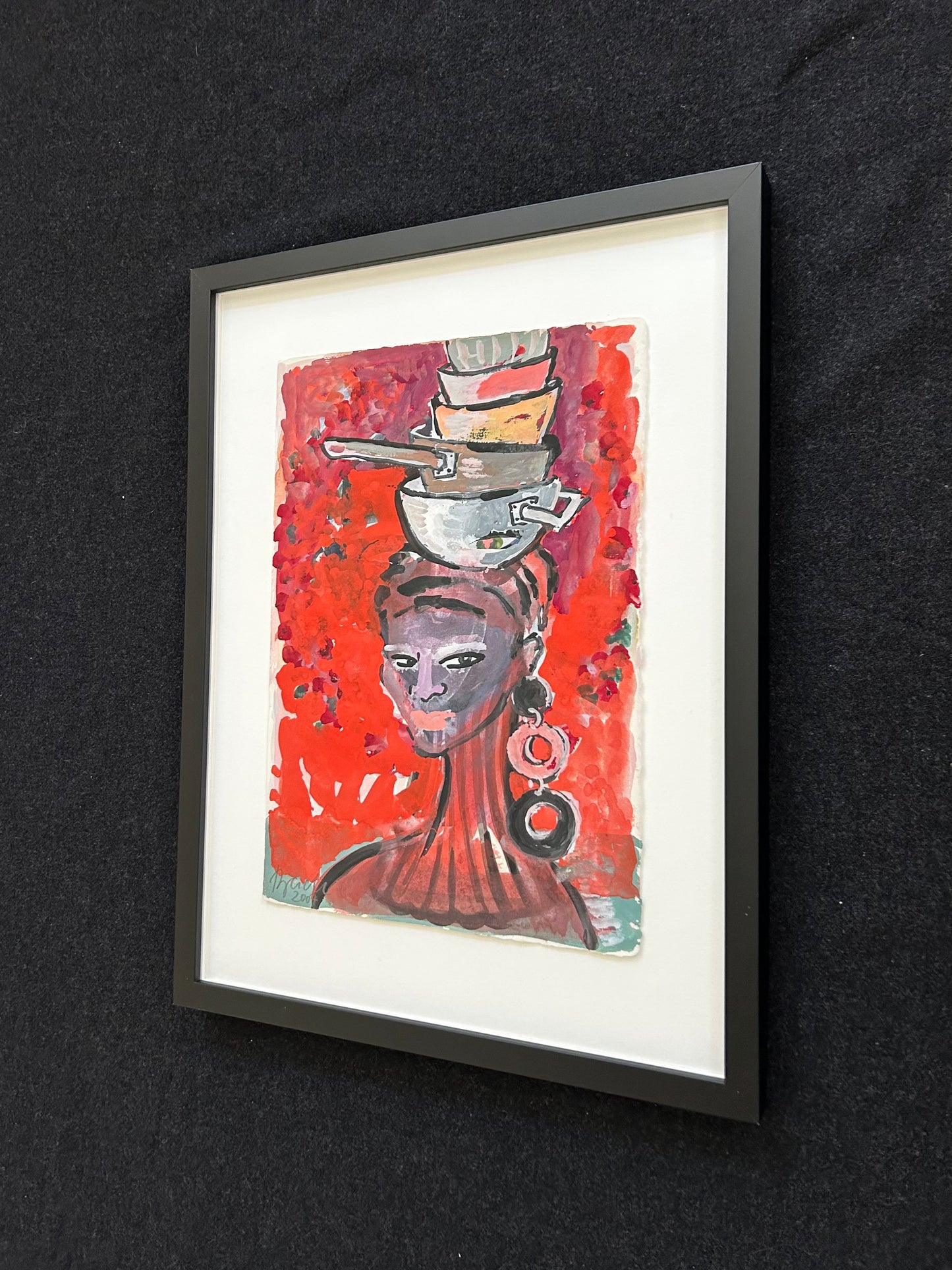 Elvira Bach (1951) - „Küchendiva“ (signiert & datiert), Aquarell auf Bütten