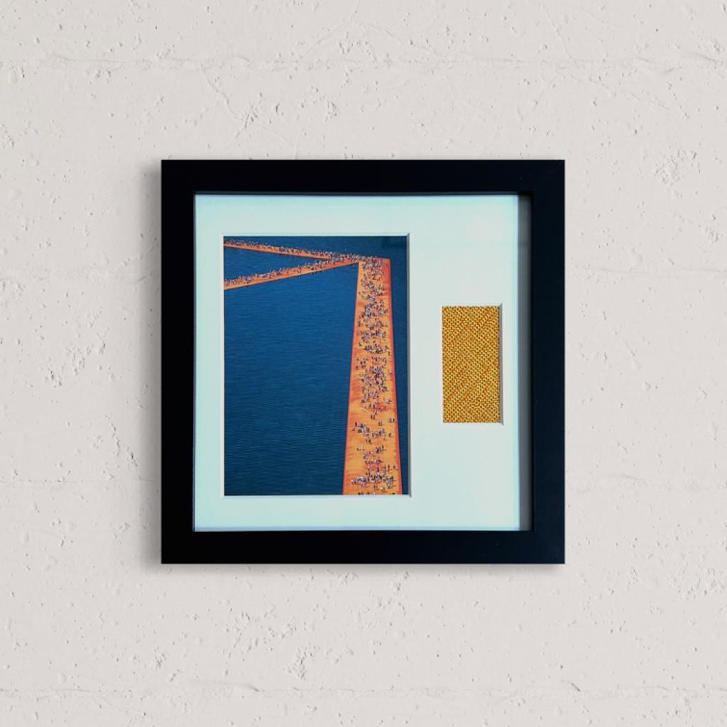 Christo - “The Floating Piers” offset print with fabric scraps