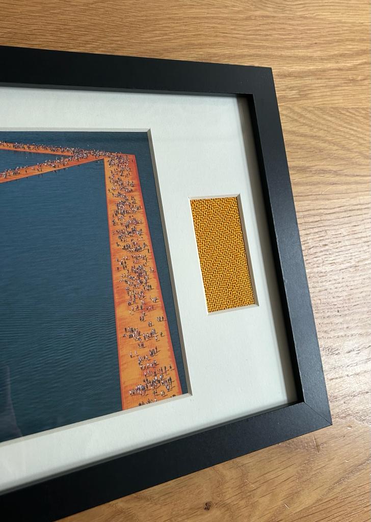 Christo - “The Floating Piers” offset print with fabric scraps