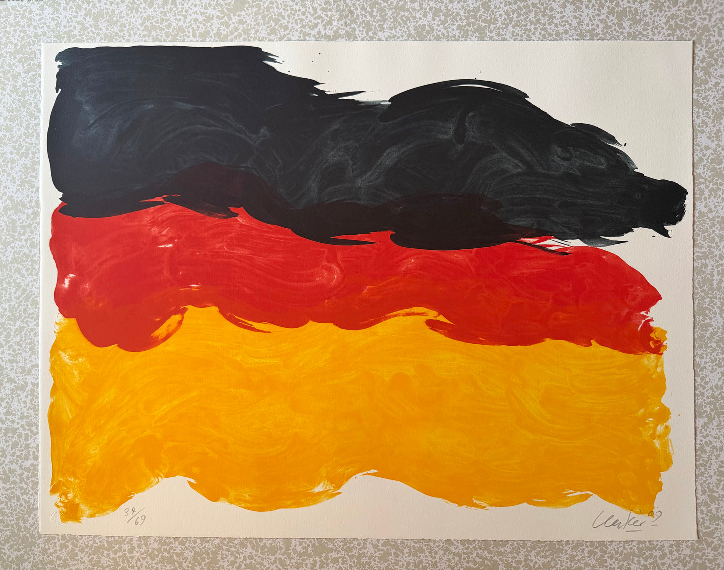 Günther Uecker (1930-2025) - „Schwarz.Rot.Gelb“ - signiert, datiert & nummeriert (Ex.: 34/69)