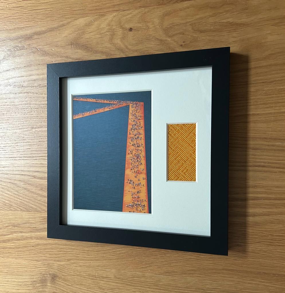 Christo - “The Floating Piers” offset print with fabric scraps
