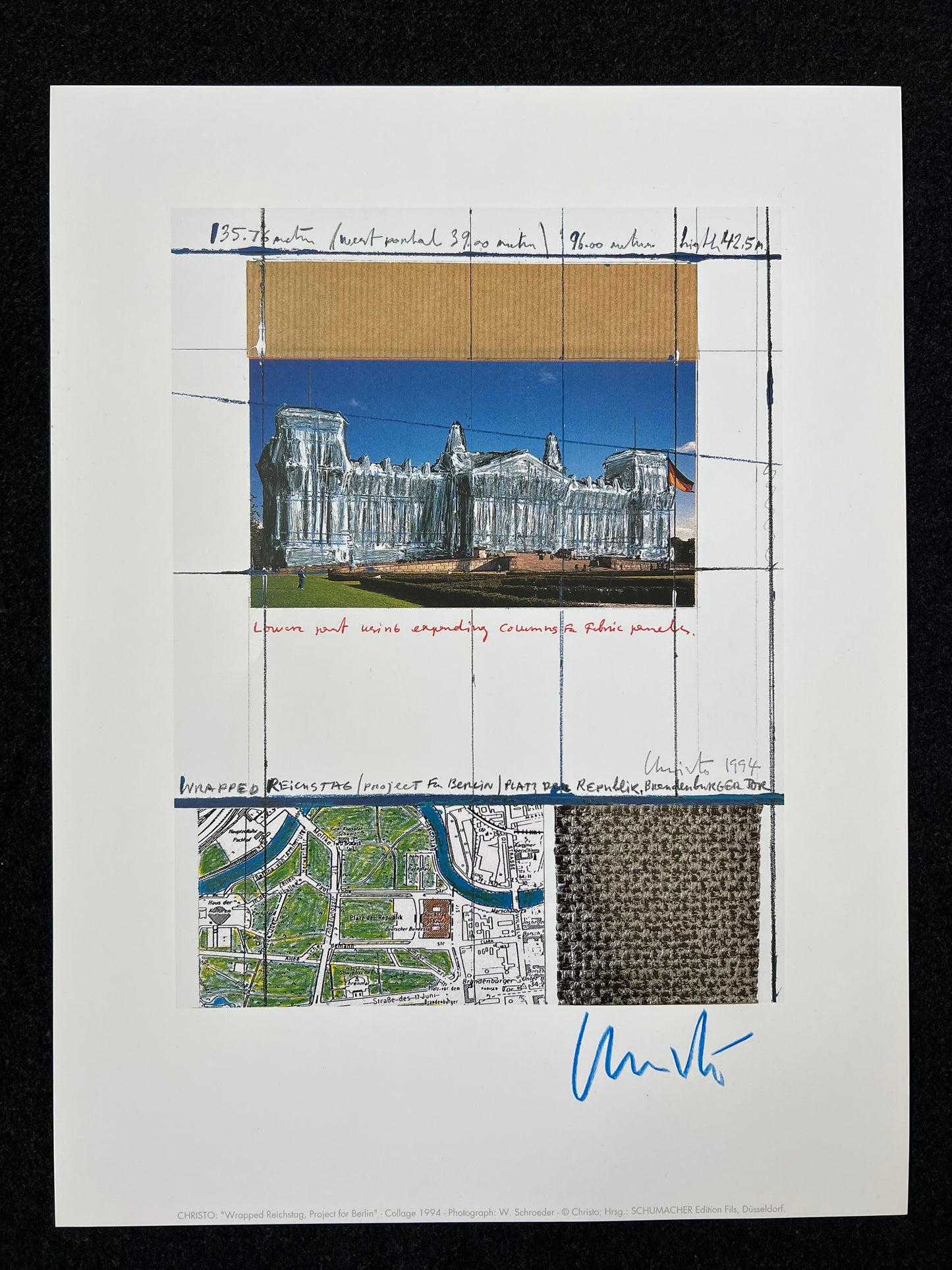 Christo (1935-2020) - „Wrapped Reichstag, Project for Berlin" - Collage mit Silberfolie (signiert)