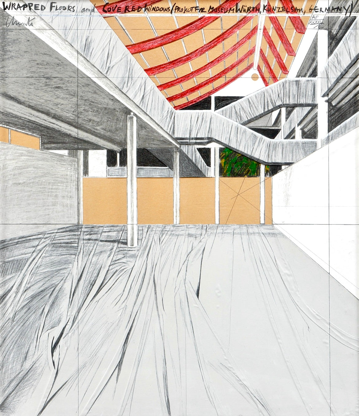 Christo (1935-2020) - „Wrapped Floors and Covered Windows, Project for Museum Würth, Künzelsau, Germany, 1995“ - handsigniert & nummeriert (Ex.: AP XXXVI/L)