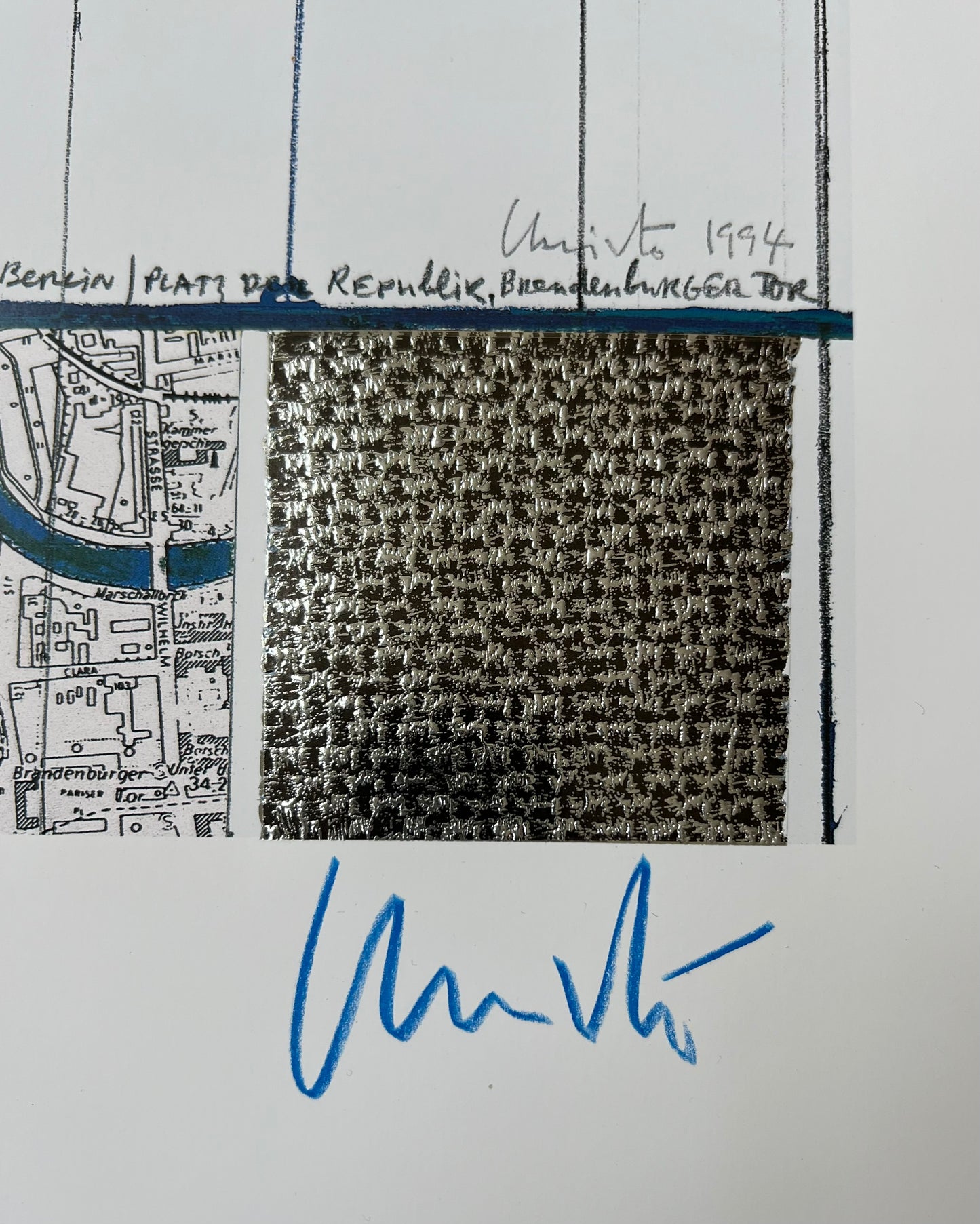 Christo (1935-2020) - „Wrapped Reichstag, Project for Berlin" - Collage mit Silberfolie (signiert)