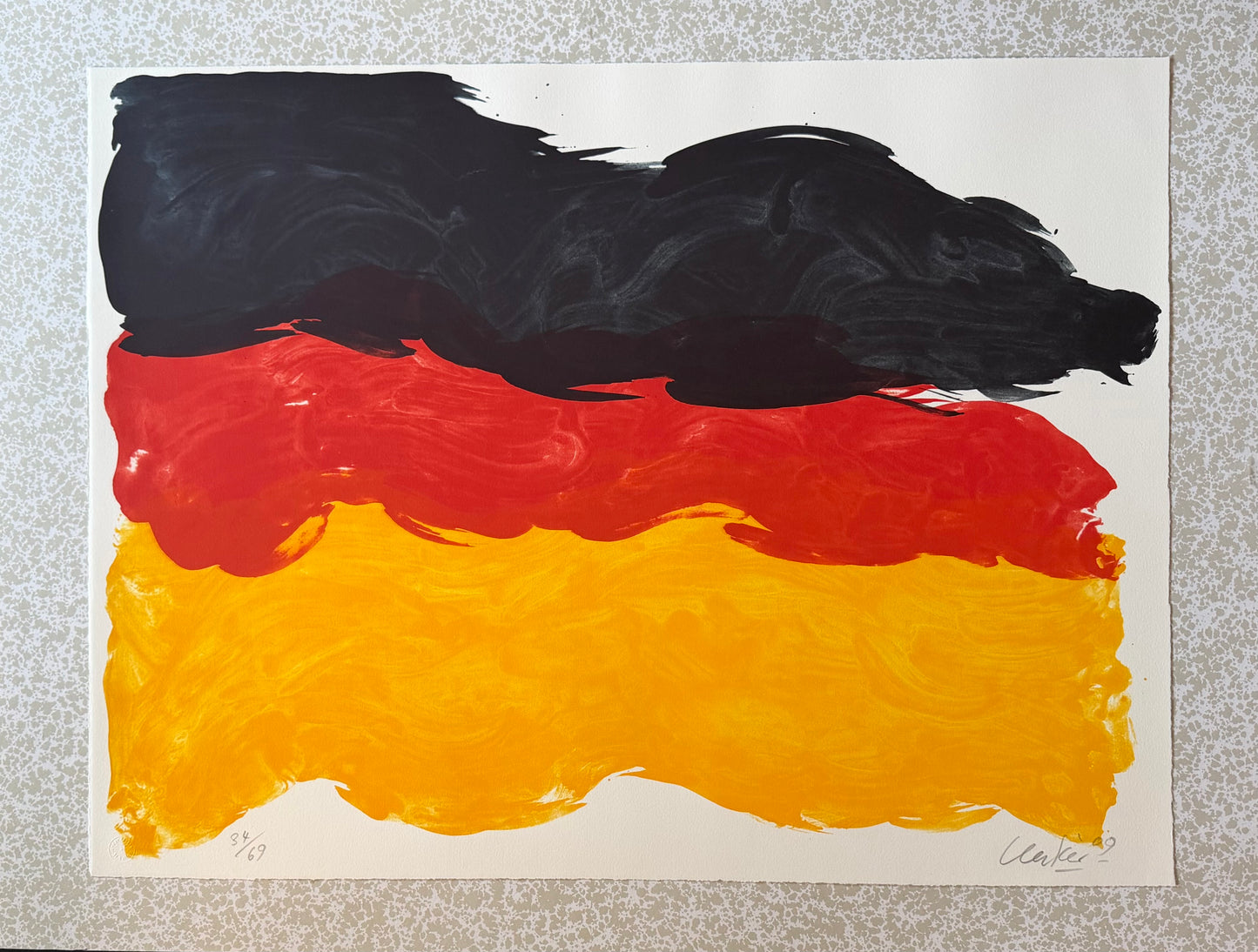 Günther Uecker (1930-2025) - „Schwarz.Rot.Gelb“ - signiert, datiert & nummeriert (Ex.: 34/69)