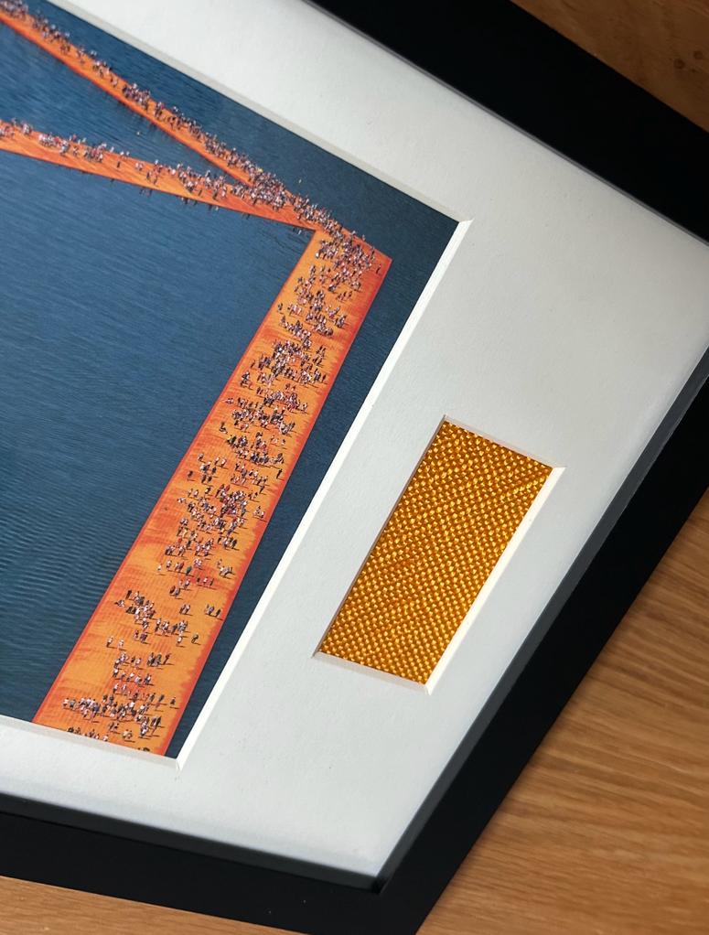 Christo - “The Floating Piers” offset print with fabric scraps