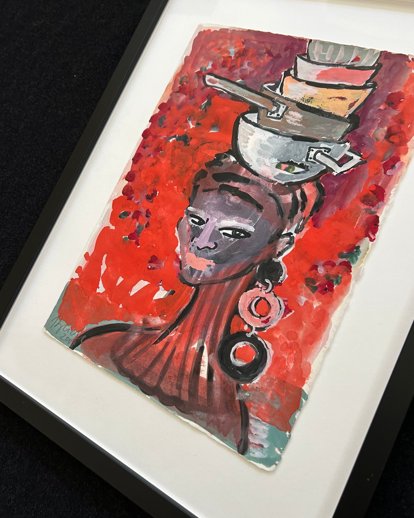 Elvira Bach (1951) - „Küchendiva“ (signiert & datiert), Aquarell auf Bütten