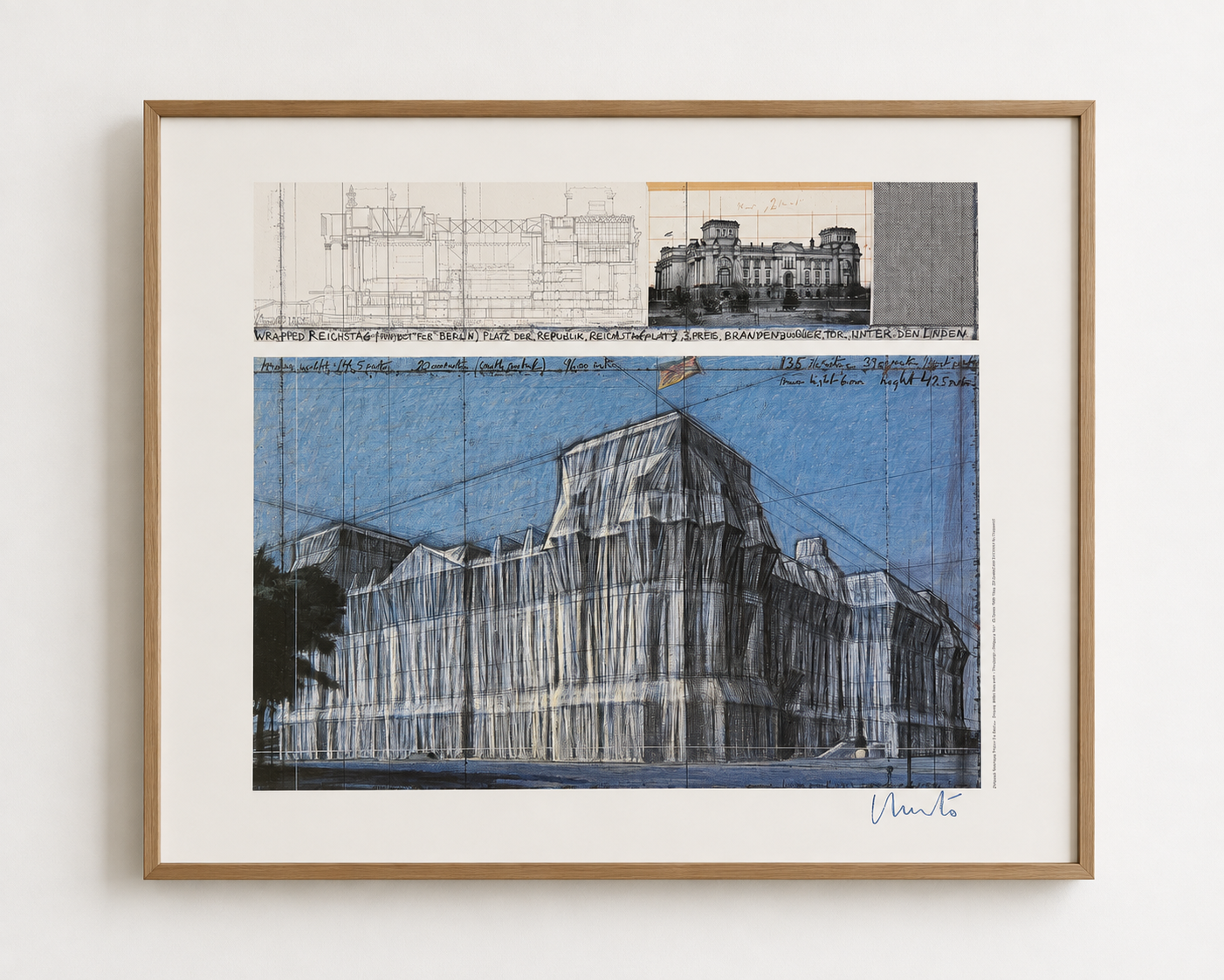 Christo (1935-2020) „Wrapped Reichstag, Project for Berlin" - handsigniert