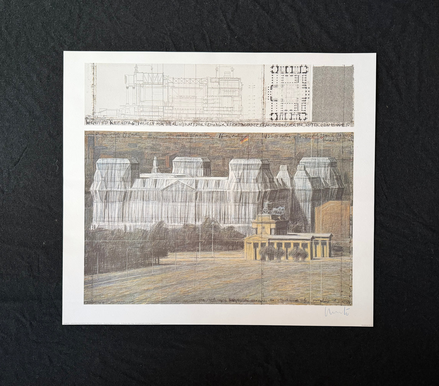 Christo (1935-2020) „Wrapped Reichstag, Project for Berlin" - handsigniert