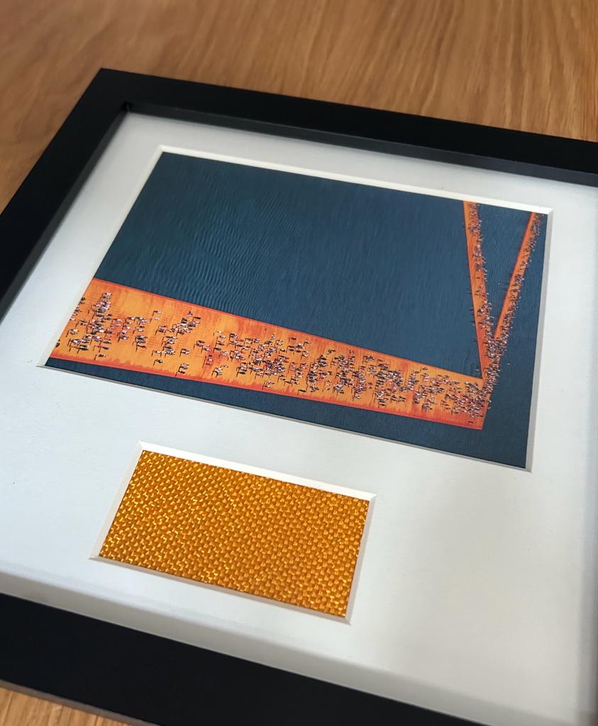 Christo - “The Floating Piers” offset print with fabric scraps