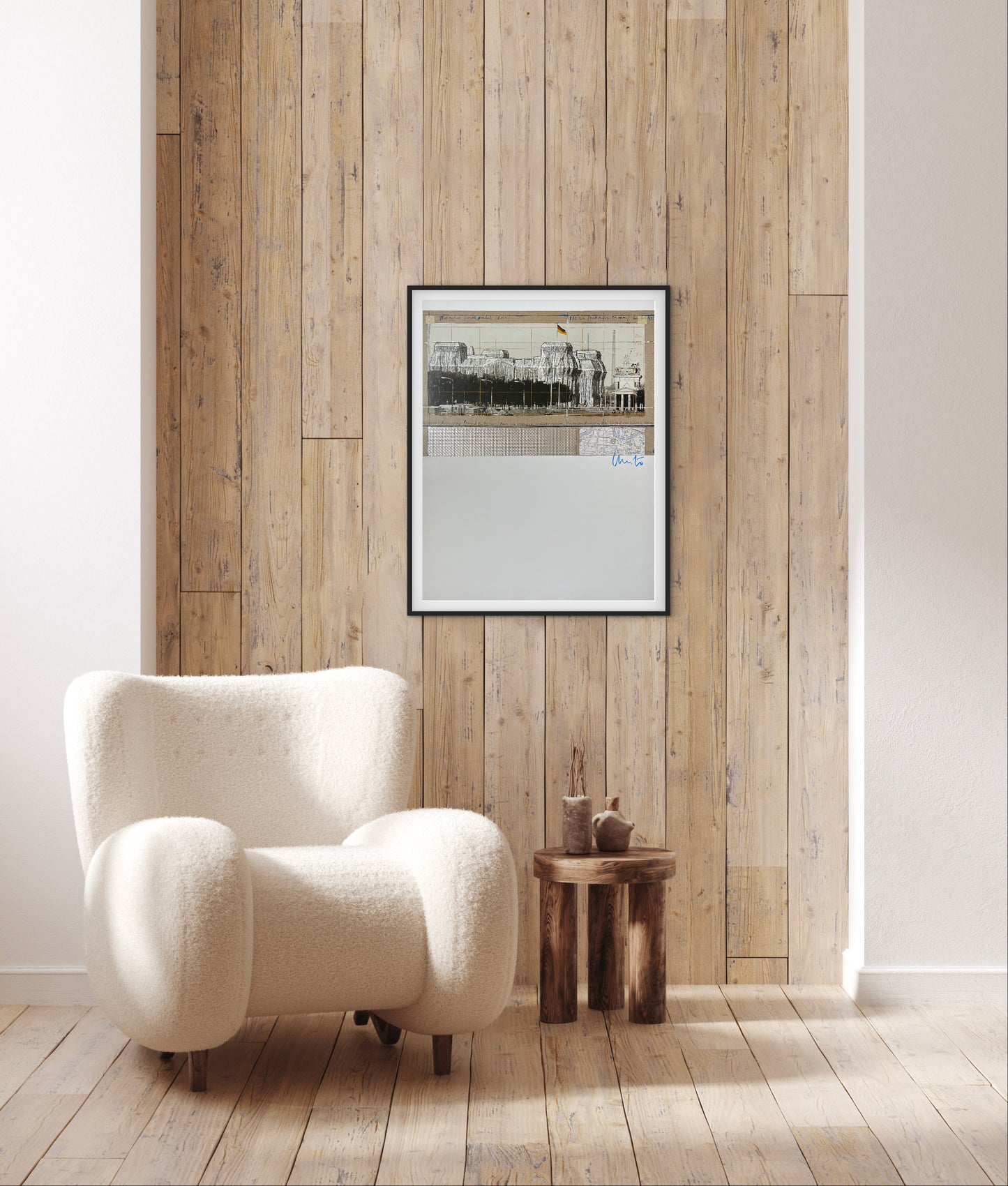 Christo (1935-2020) - „Wrapped Reichstag, Project for Berlin" - Collage mit Silberfolie (signiert)