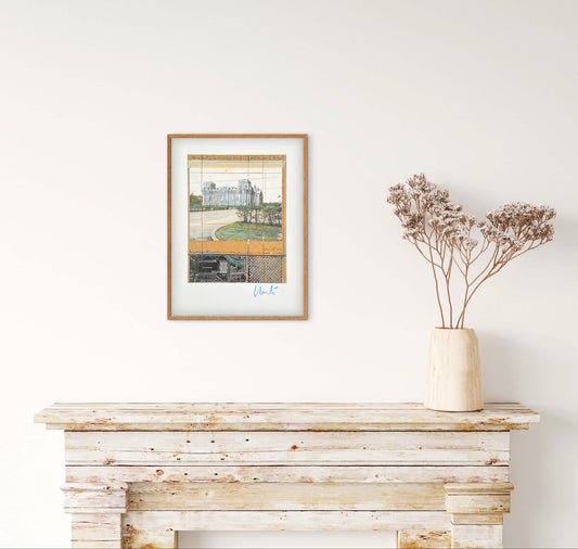 Christo (1935-2020) - „Wrapped Reichstag, Project for Berlin" - Collage mit Silberfolie (signiert)