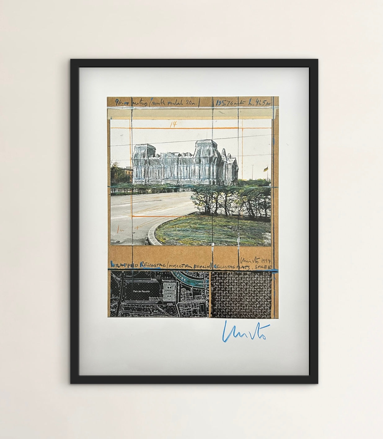 Christo (1935-2020) - „Wrapped Reichstag, Project for Berlin" - Collage mit Silberfolie (signiert)