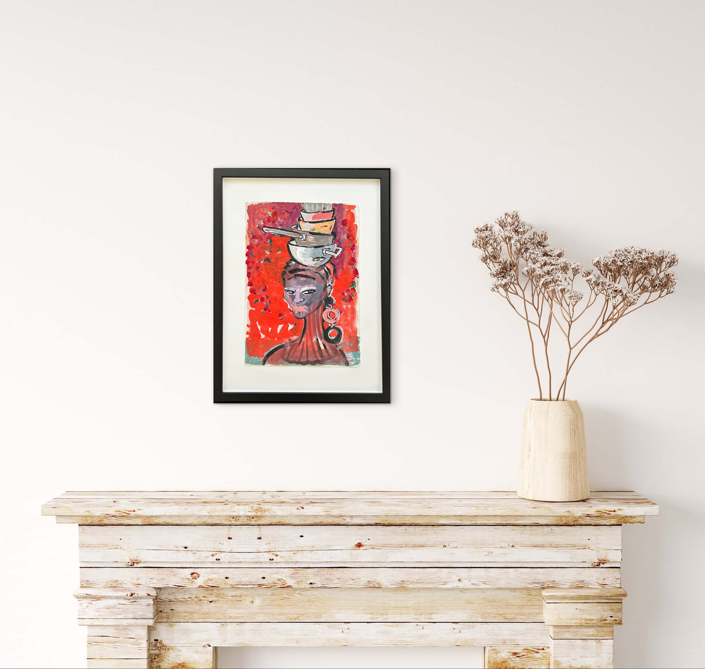 Elvira Bach (1951) - „Küchendiva“ (signiert & datiert), Aquarell auf Bütten