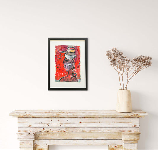 Elvira Bach (1951) - „Küchendiva“ (signiert & datiert), Aquarell auf Bütten